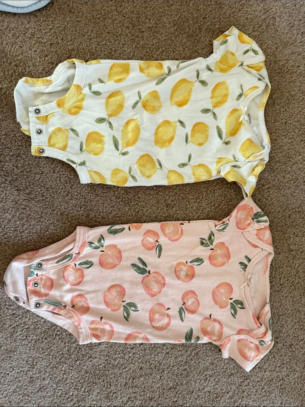 Carter's Baby One-Piece Duo with Yellow Lemon and Pink Peach Prints